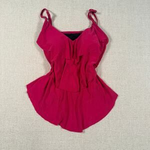 HOT PINK WOMEN'S CAMI VINTAGE FLOWY TOP SMALL WITH BRA CUPS